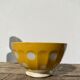 Old bowl Sarreguemines Digoin yellow with white polka dots, antique ceramics