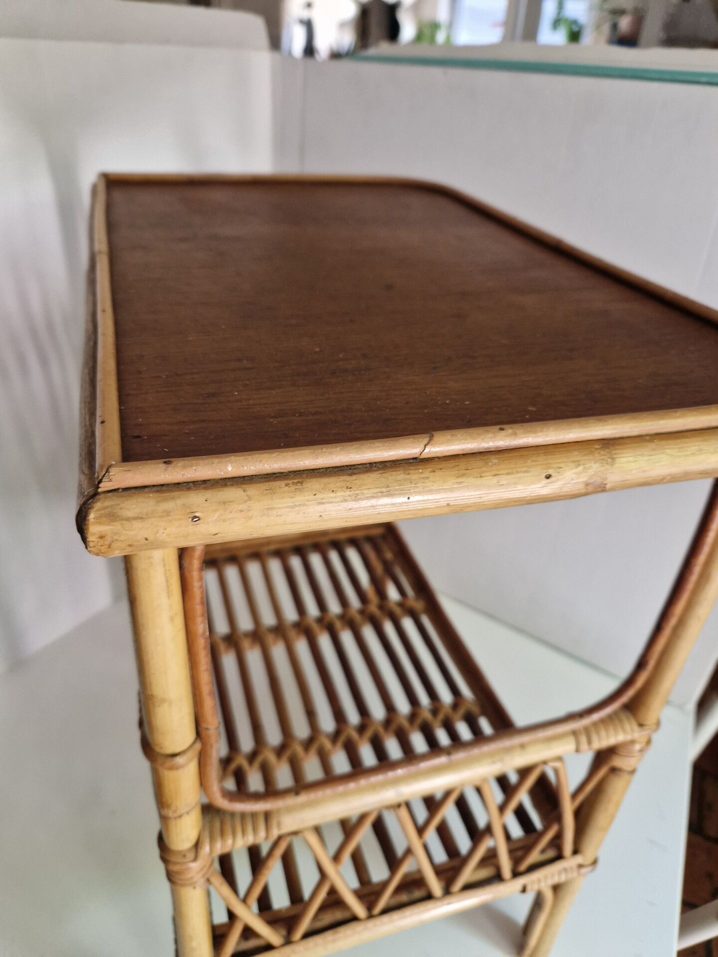 Vintage Rattan Side Table