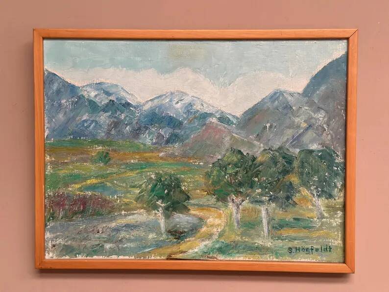 Original Swedish Oil on Canvas – "Landscape" by S. Högfeldt – Signed – Vintage and Framed – 48 × 36 cm (18.9" × 14.2")