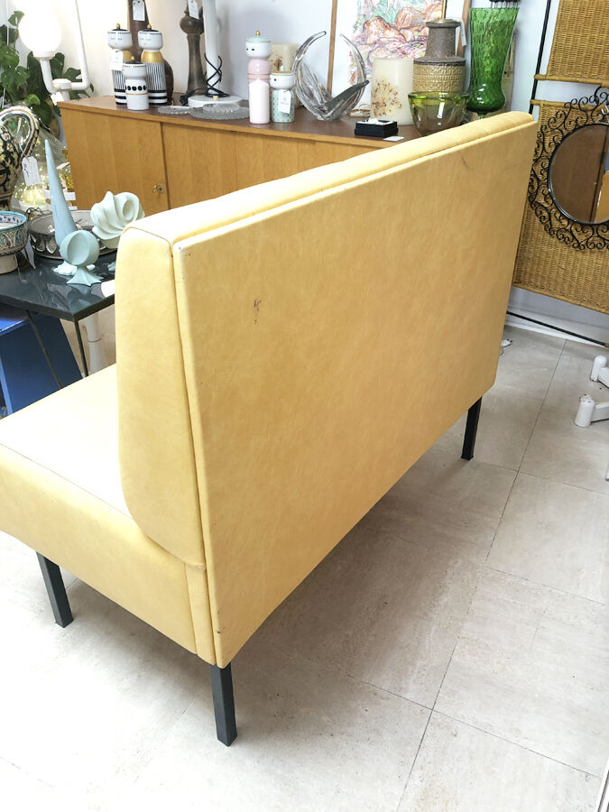 Yellow vintage bistro bench, 1960