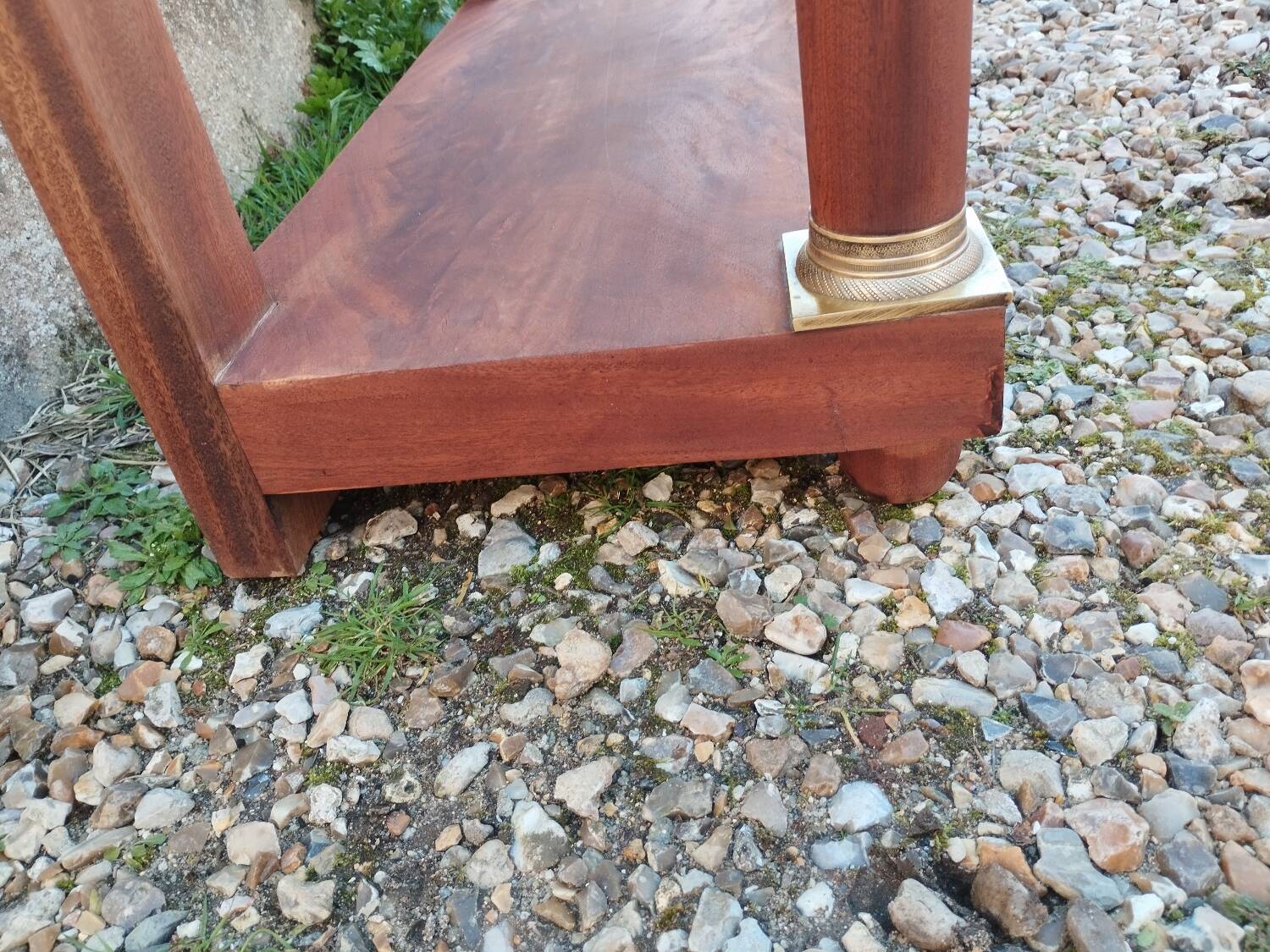 Console in old Empire style with a wooden frame and marble top.
