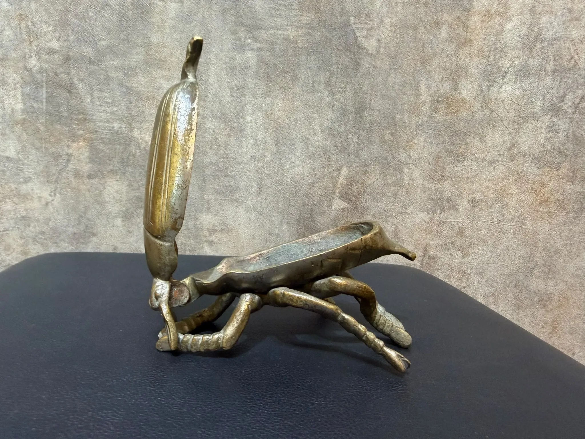 Brass Beetle Ashtray, Hinged Insect Figurine with Lift Up Wing Case