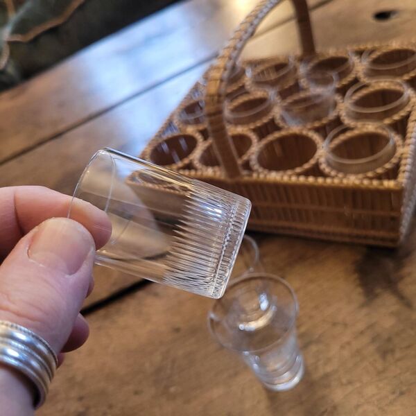 Panier de service à liqueur en osier 1930