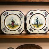 Quimper HB two square plates of Breton peasants from the early 20th century