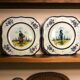 Quimper HB two square plates of Breton peasants from the early 20th century