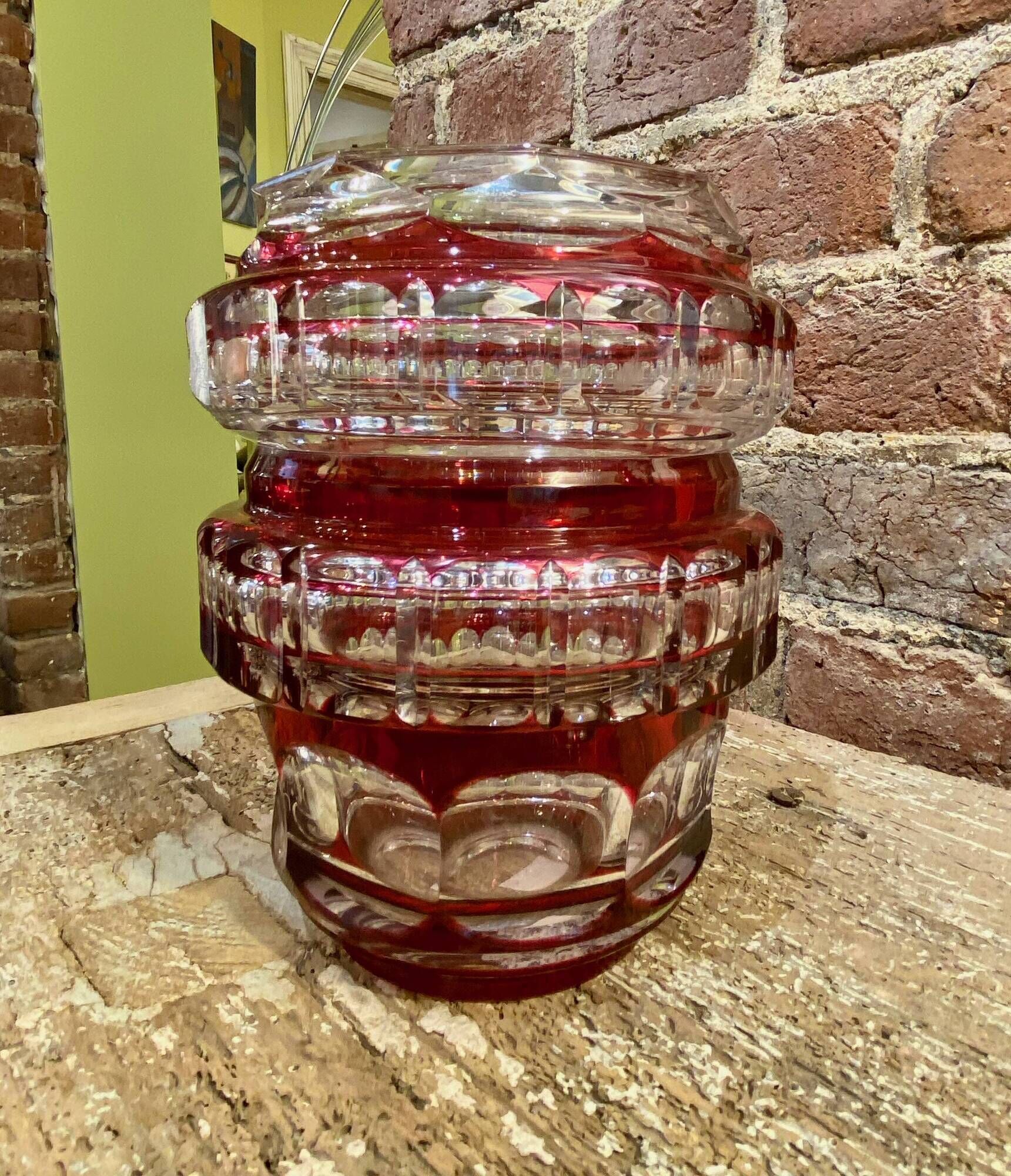 Double Red Crystal Vase – Val Saint Lambert