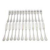 Christofle - 12 Silver-plated Fish Cutlery Sets, Ruban model