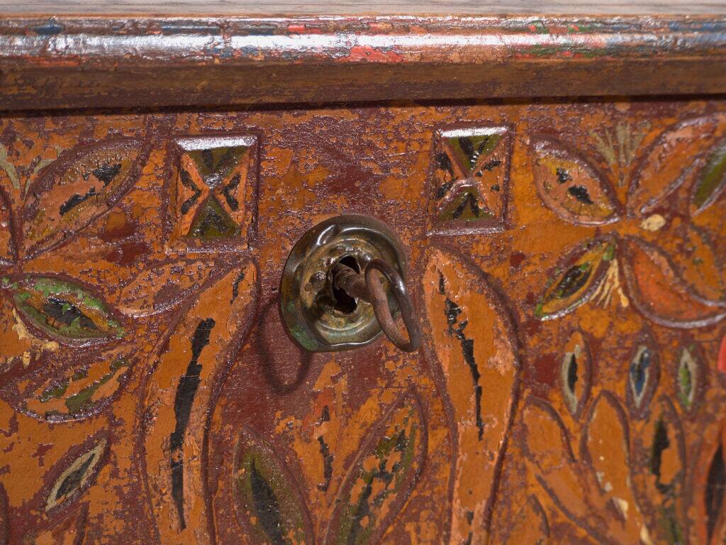 Polychrome pine wedding chest – Central Europe, 1889
