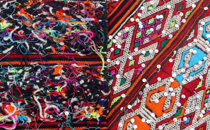 Kilim Tellisse red wool flat carpet 145 x 270 cm