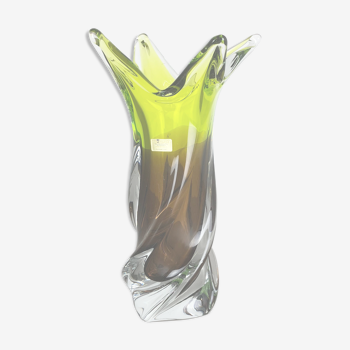 Vase en verre en cristal brun millésimé vintage par Joska Allemagne années 1970
