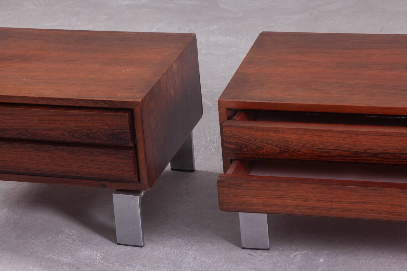Vintage rosewood nightstands, Denmark, 1970s set of 2