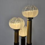 Mid-Century Murano Glass Floor Lamp in Wood and Metal with 3 Light Points