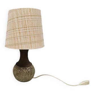 Beautiful ceramic table lamp with original shade, designed by Chris Haslev for Jeti ceramics Denmark