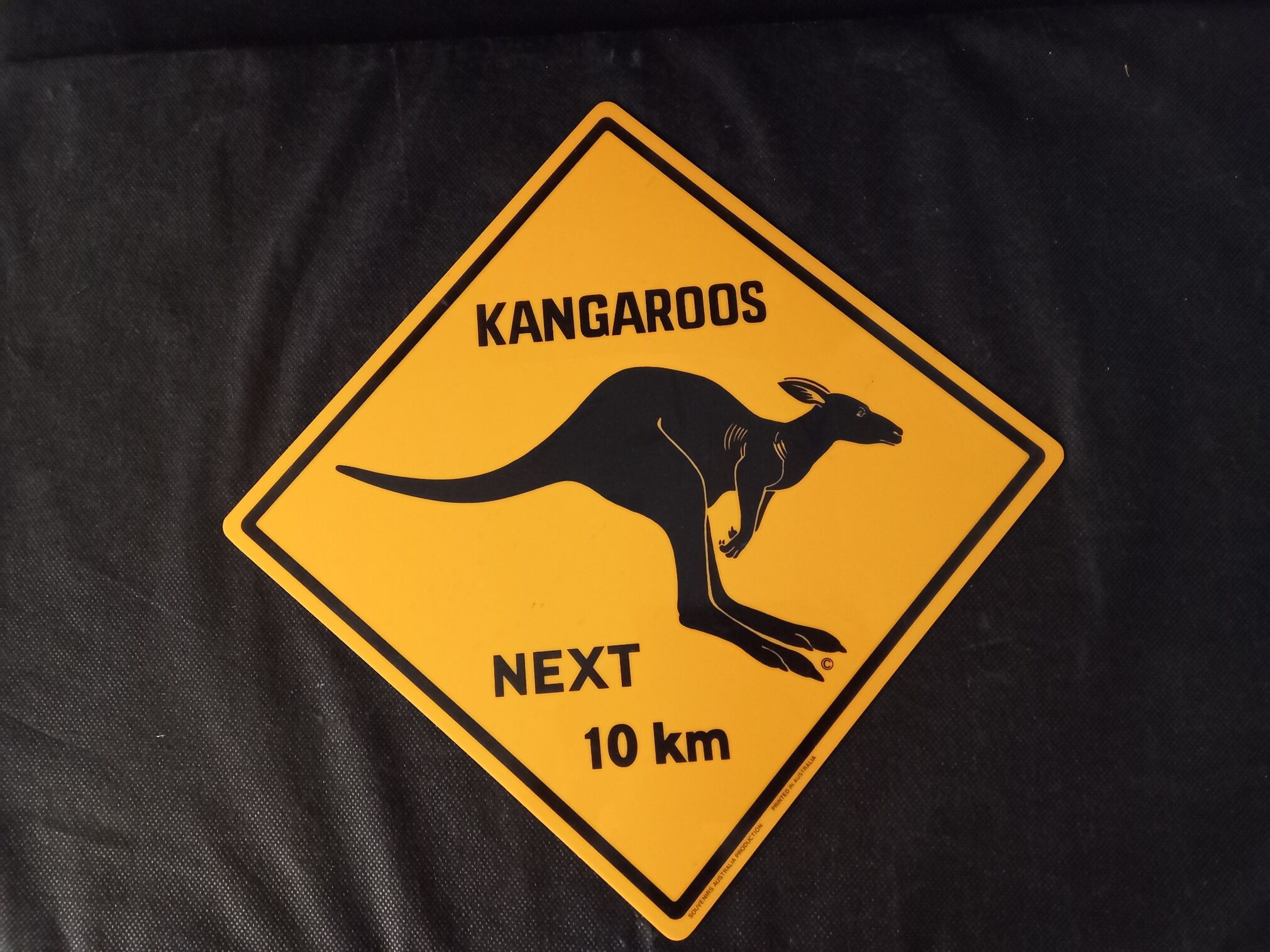 Australian style road sign - Kangaroos Next 10 Km