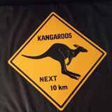 Australian style road sign - Kangaroos Next 10 Km