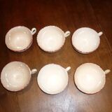 6 beige and red St Amand coffee cups