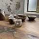 Anthropomorphic ceramic teapot, cups and bowl set