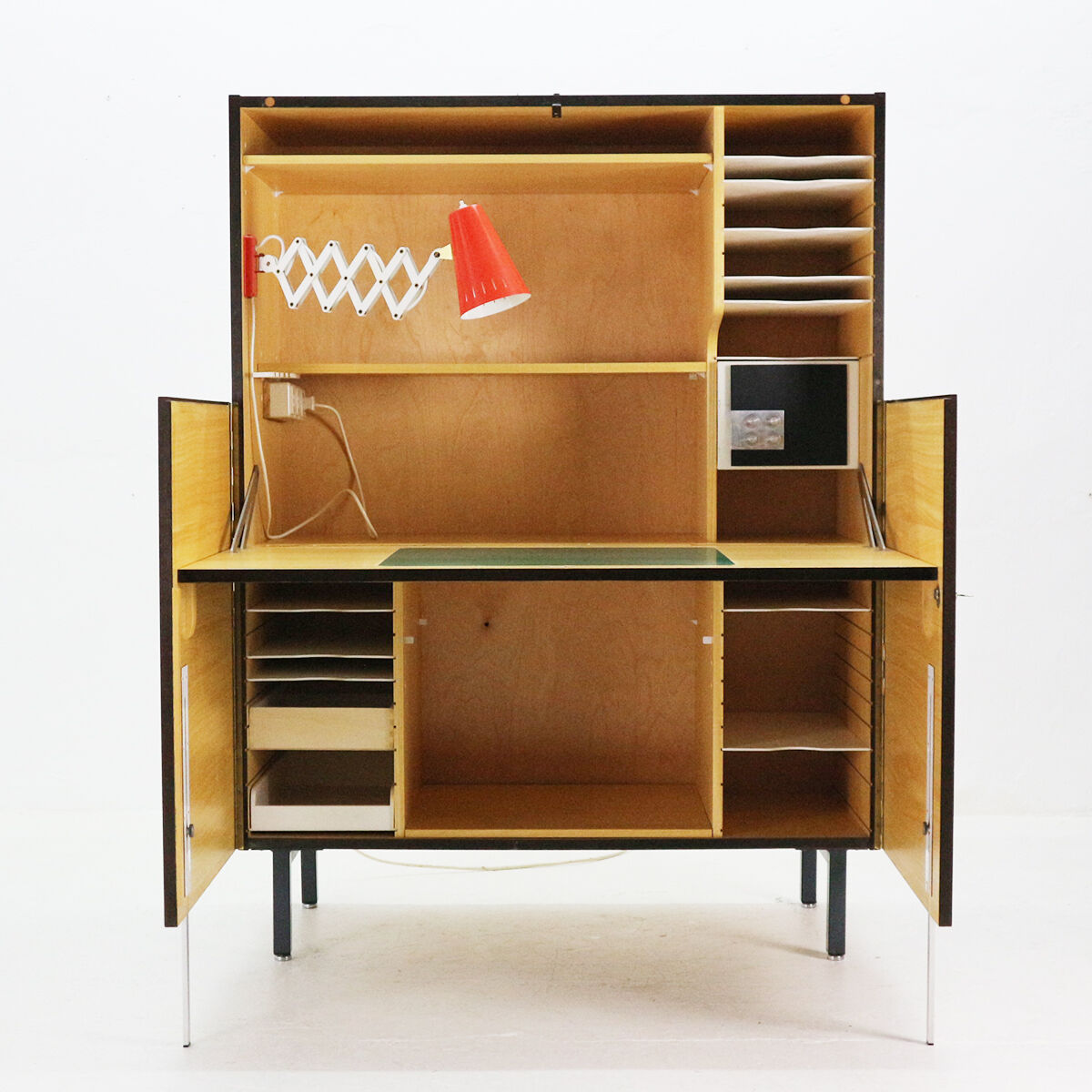 Writing desk, dark walnut stained 1960