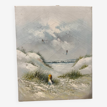 Paysage à l’huile « La plage blanche »