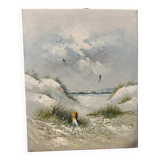 Oil landscape “The white beach”