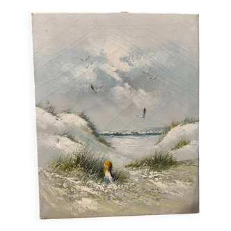 Paysage à l’huile « La plage blanche »