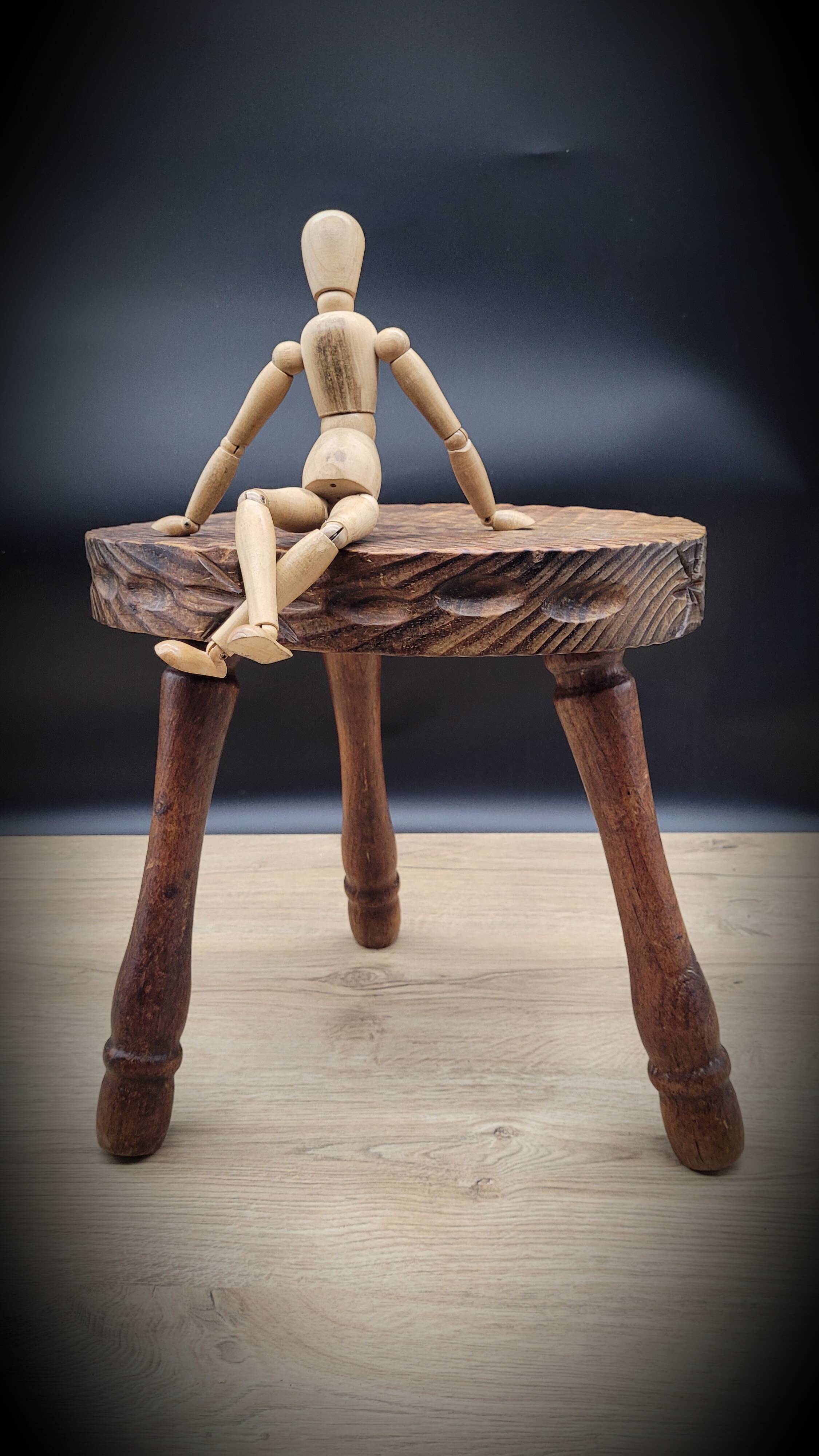 Oval tripod stool worked