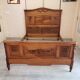 Vintage old walnut bed carved late nineteenth century