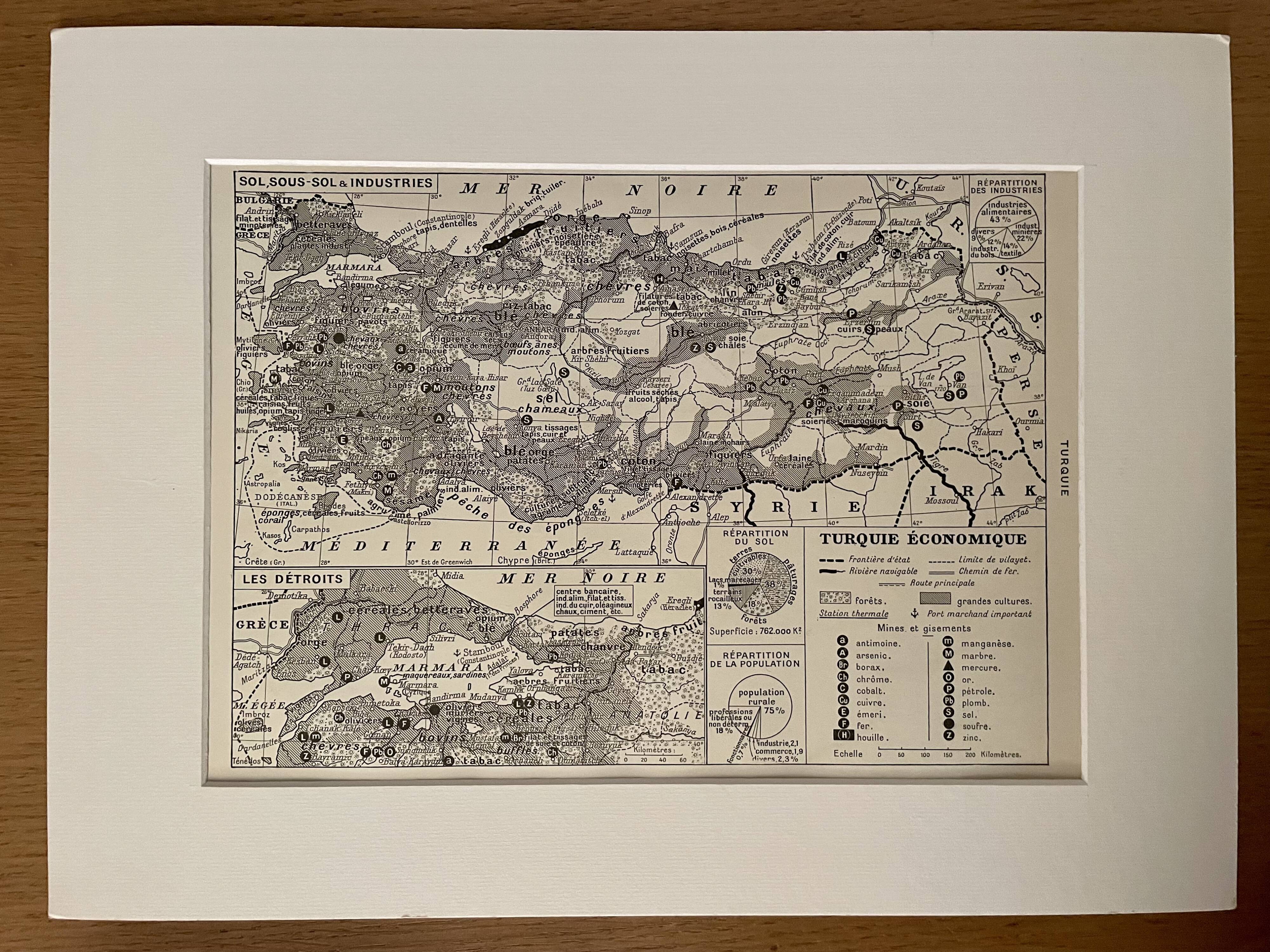 Carte sur la Turquie - 1930