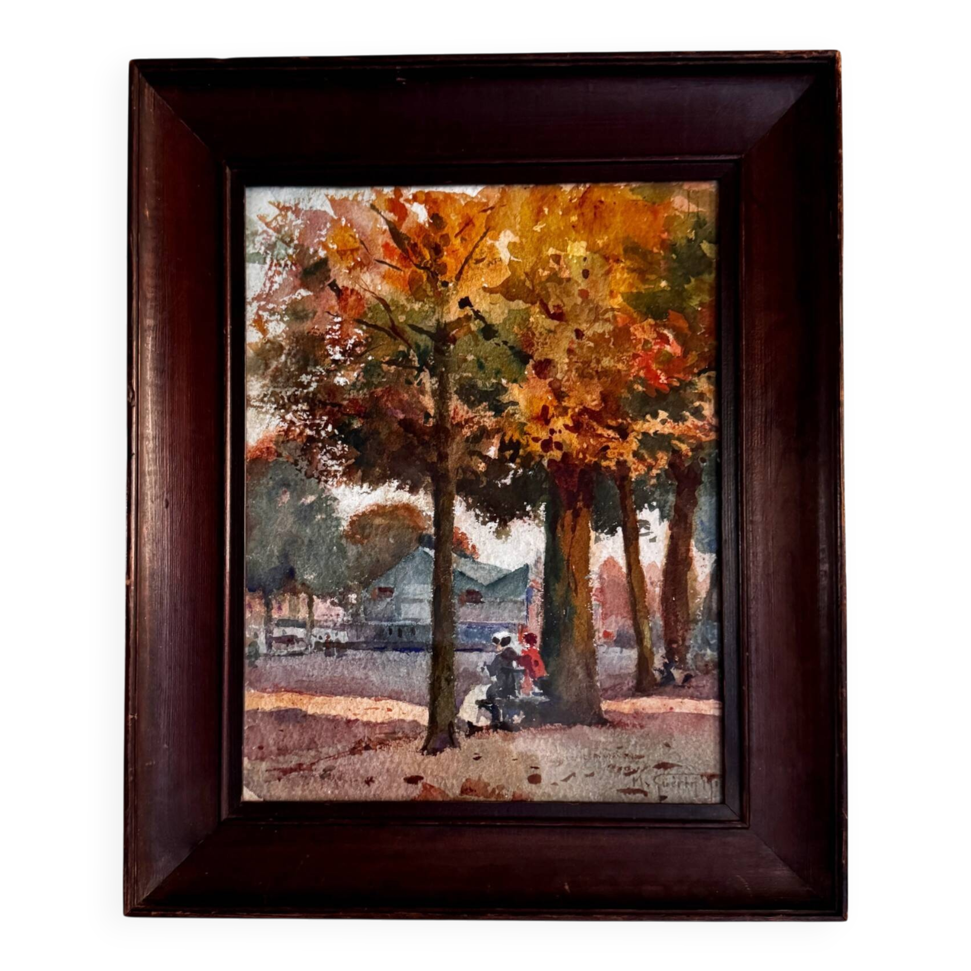 Watercolor on paper, Cours Saint-Pierre in Nantes, by Marcel Guérin
