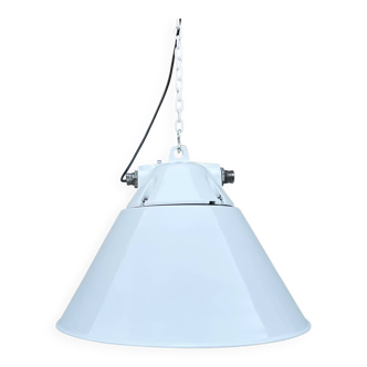 White industrial, loft pendant lamp by Polam Wilkasy, 1960s.