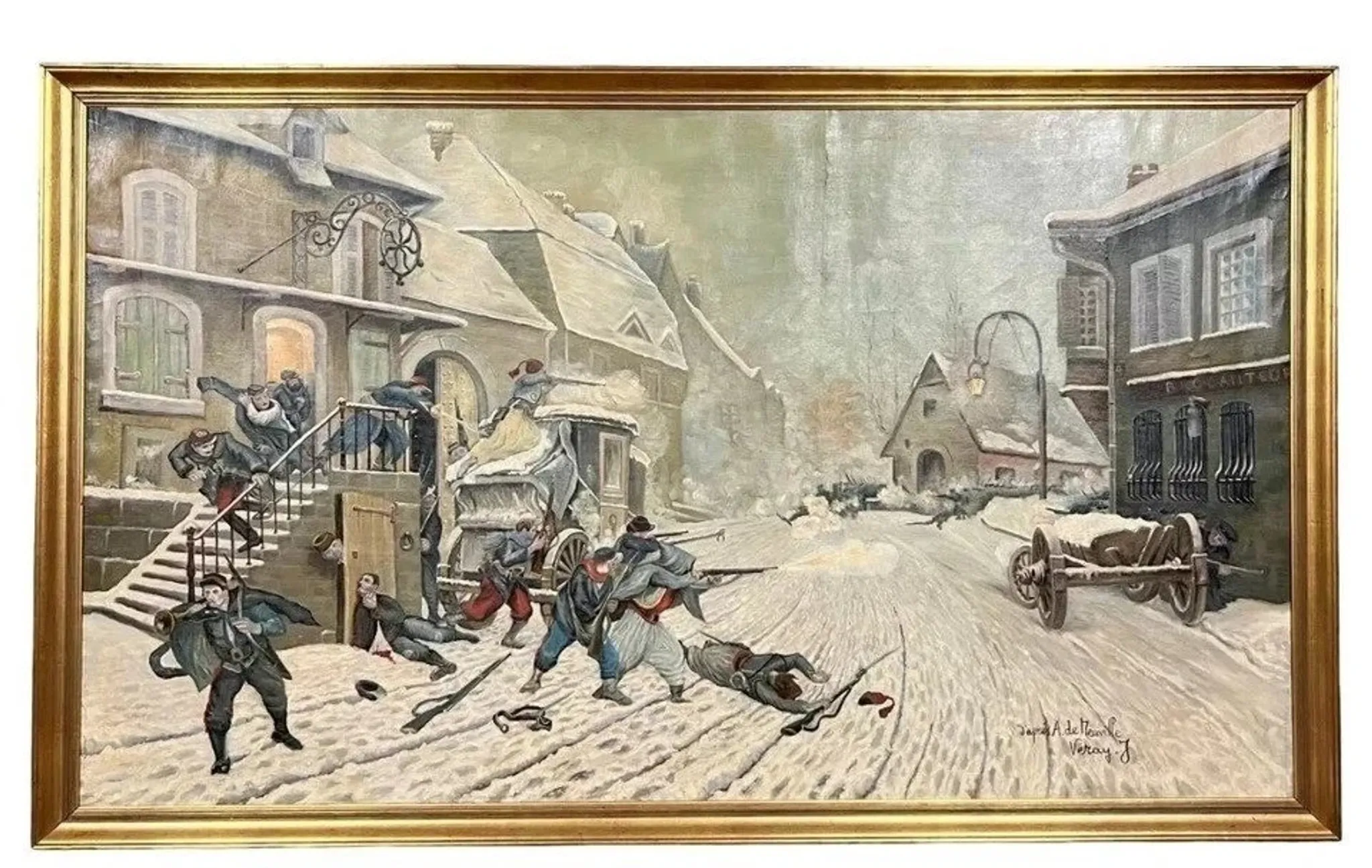 According to Alphonse de Neuville by J. Véray – "The Dawn Attack" (1870)