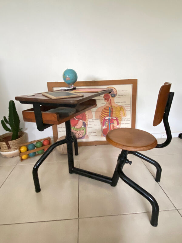 Pupitre bureau d’écolier vintage
