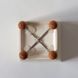 Ceramic cubic vase on wooden ball feet, Netherlands, 1990s