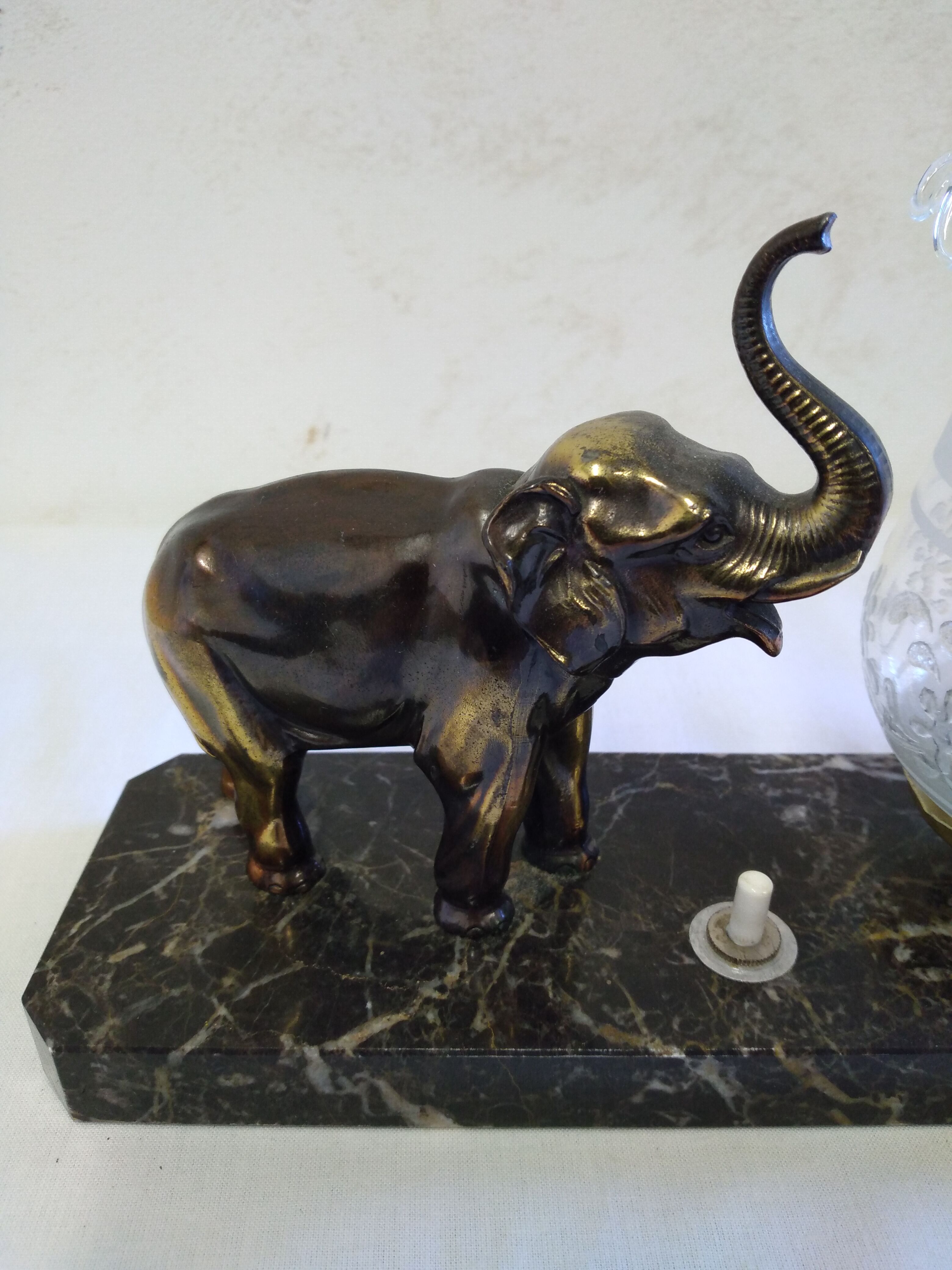 Elephant bedside lamp and marble