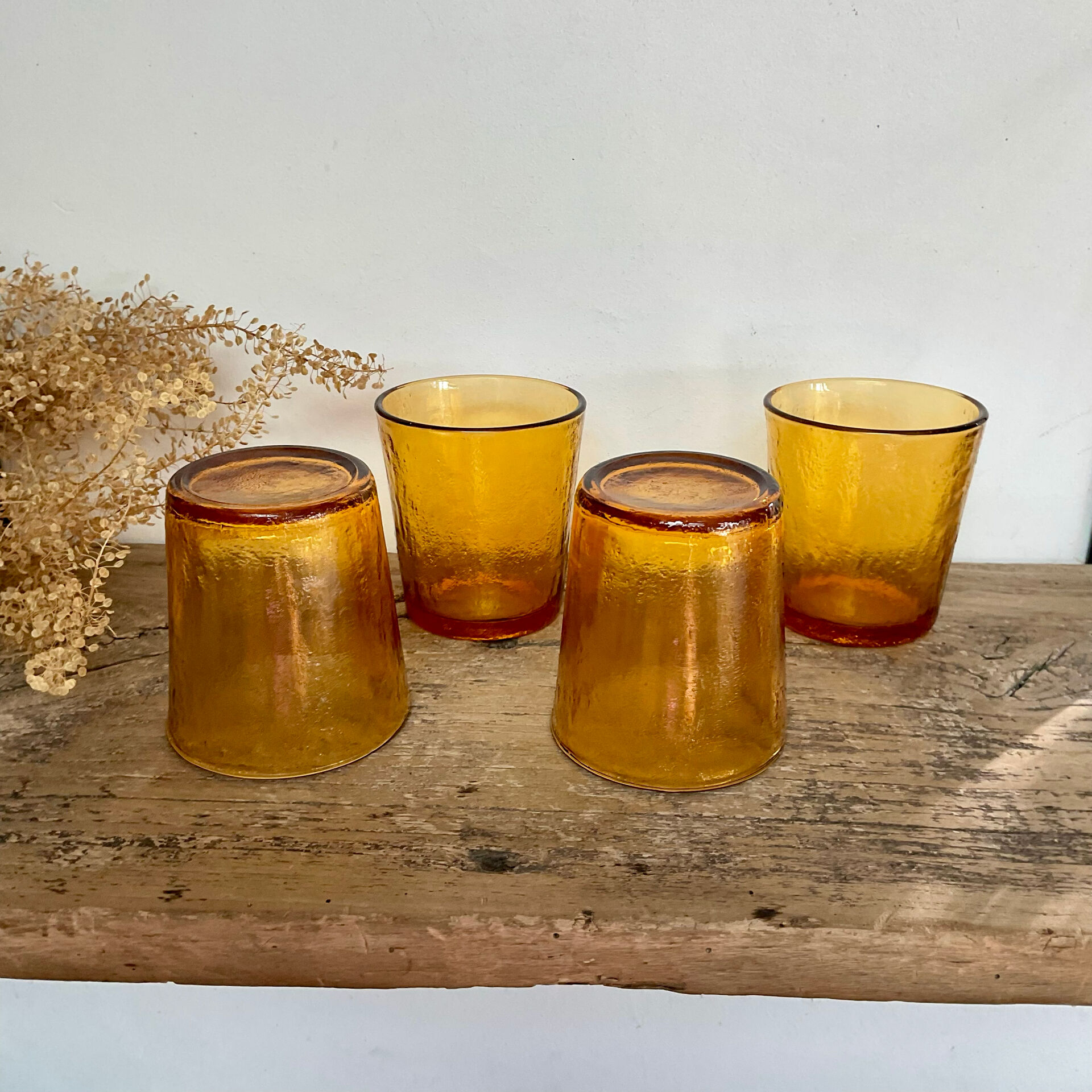 6 amber glasses Sierra vintage