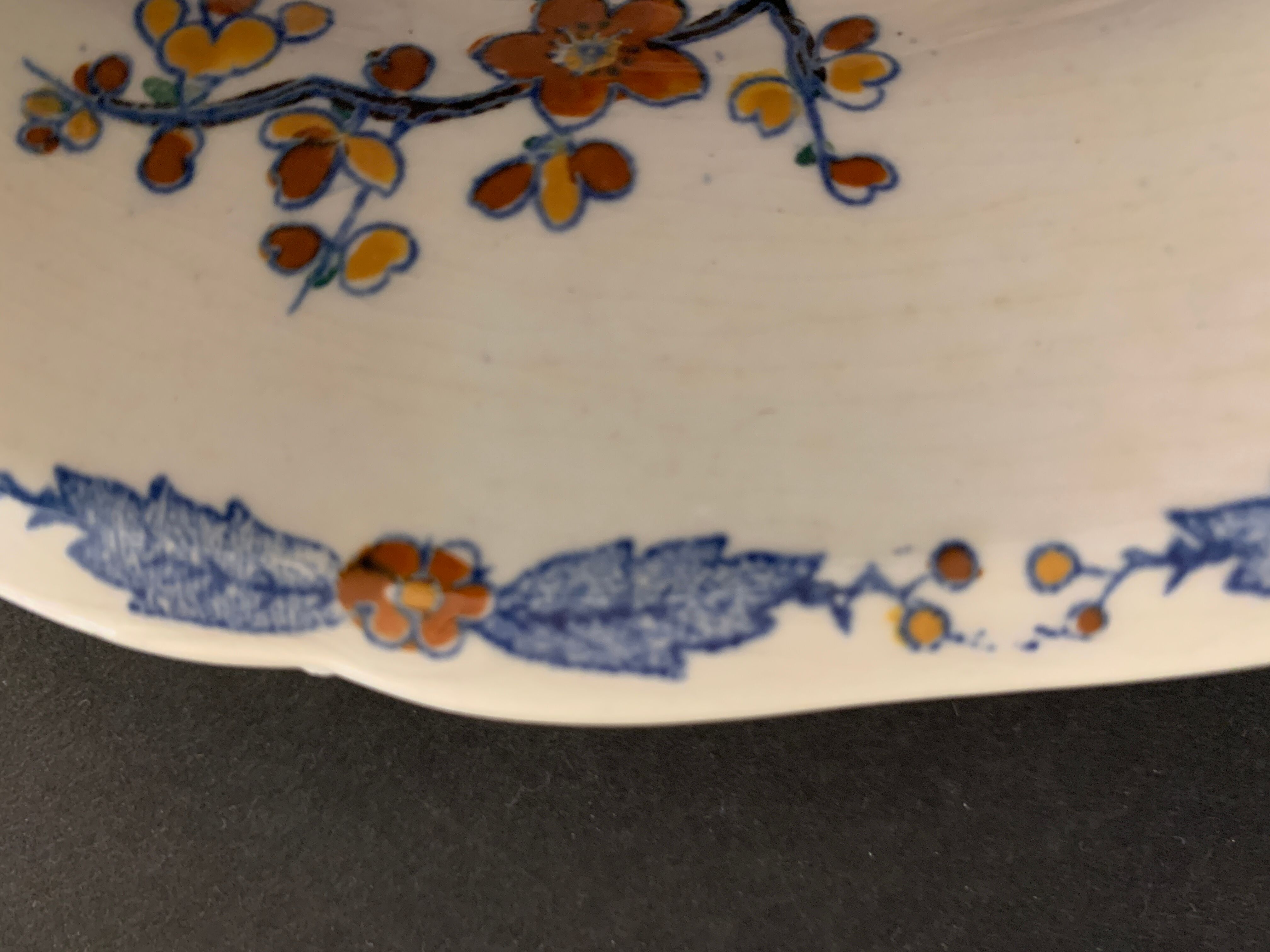 11 flat plates Rooster with Peonies, Gien earthenware