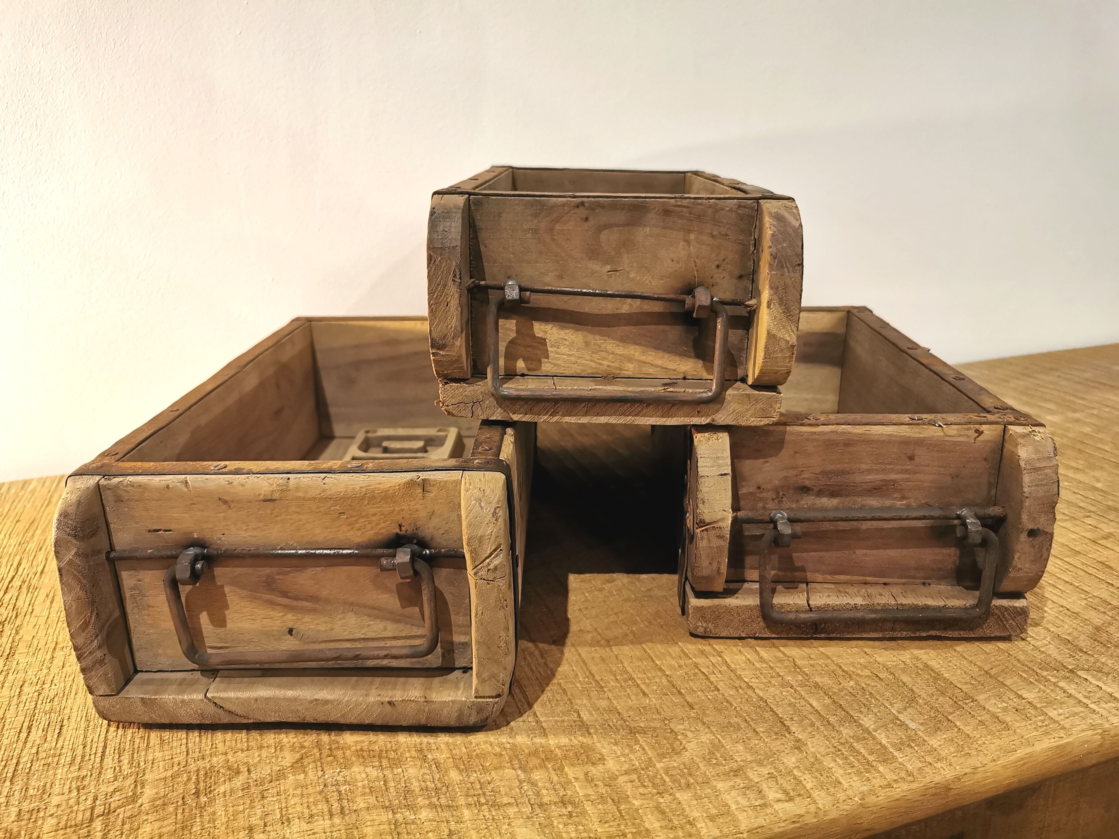 Set of 3 old brick moulds