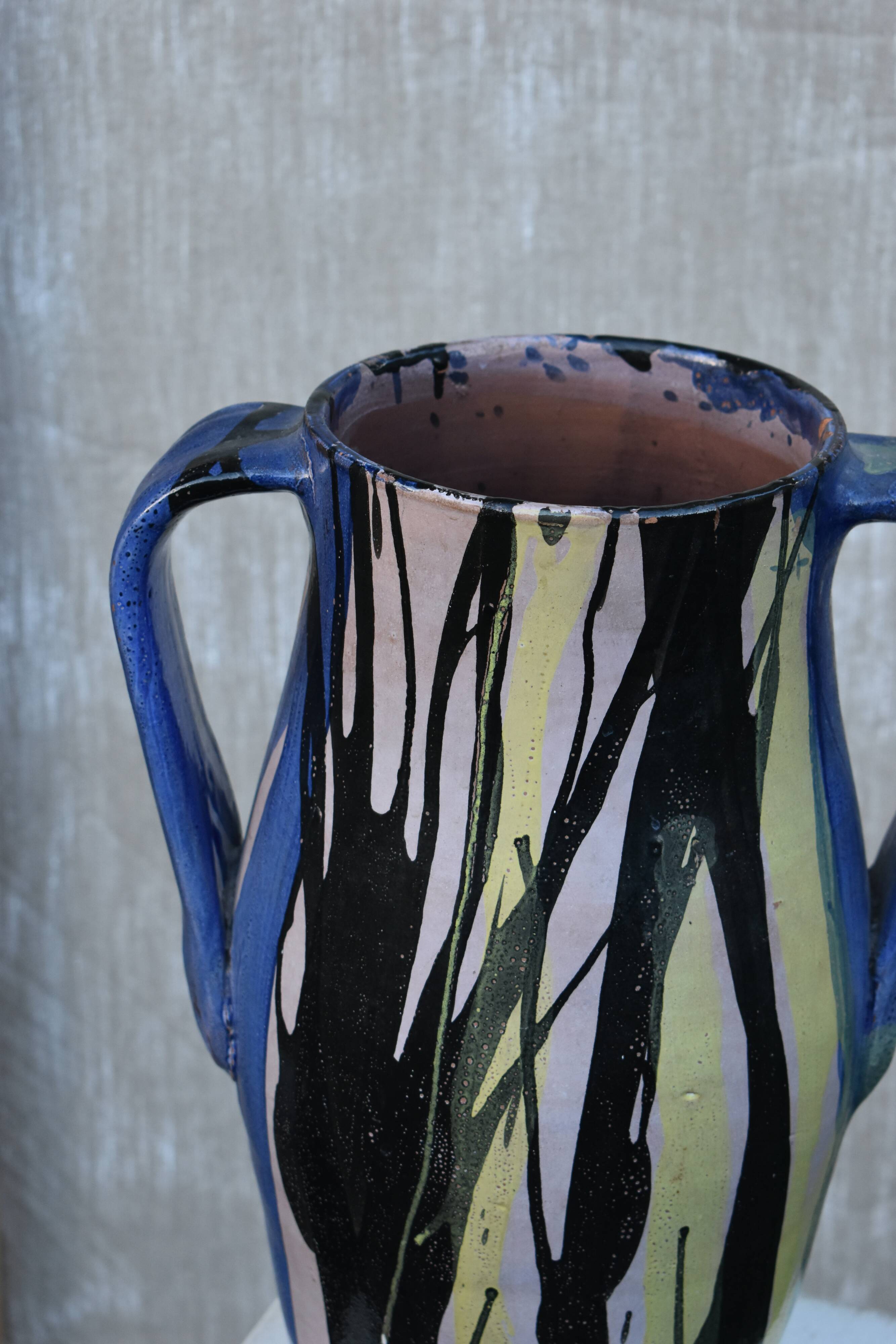 Large antique glazed terracotta jar/vase from Romania