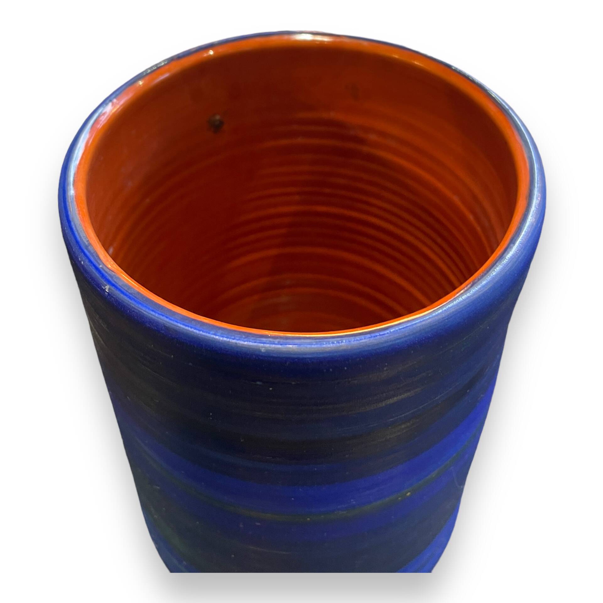 Georges Cueille Blue Vase with Rotating Decor