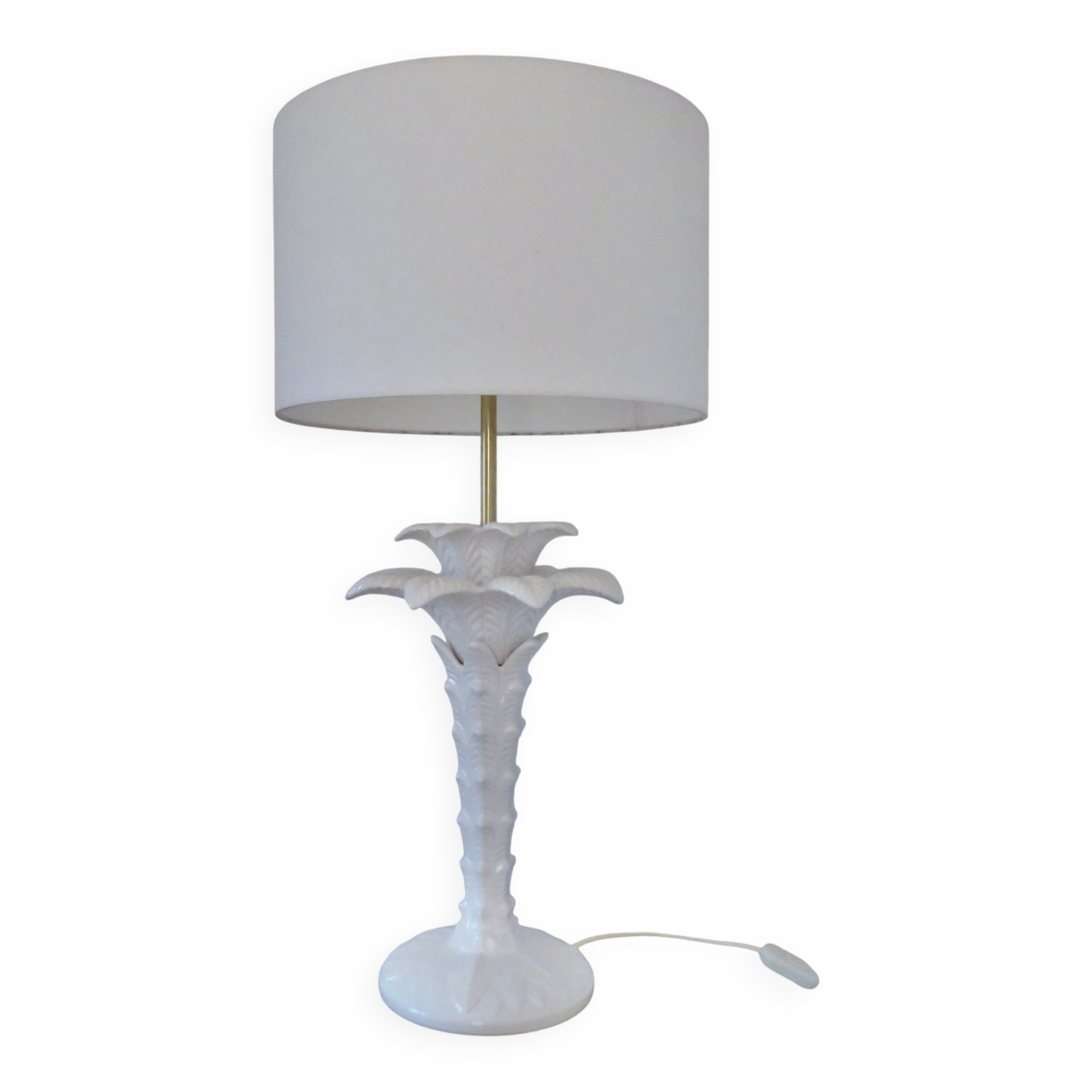 Grande lampe palmier, Italy, en céramique blanche, années 60