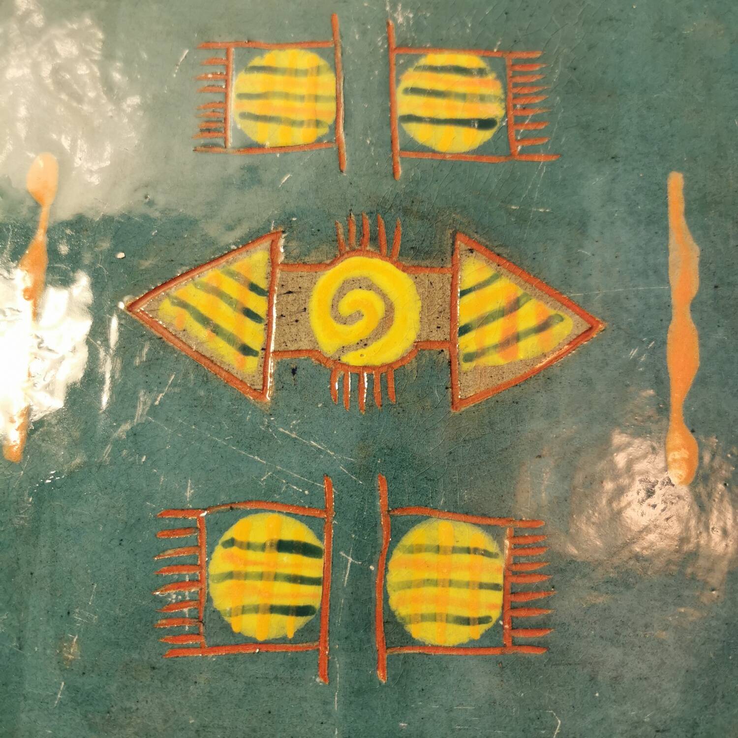 2 very beautiful Ethical dishes with South American geometric patterns. Square Format