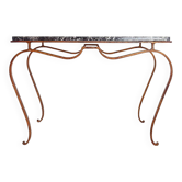 Table d'appoint en métal doré et plateau en marbre, style René Prou