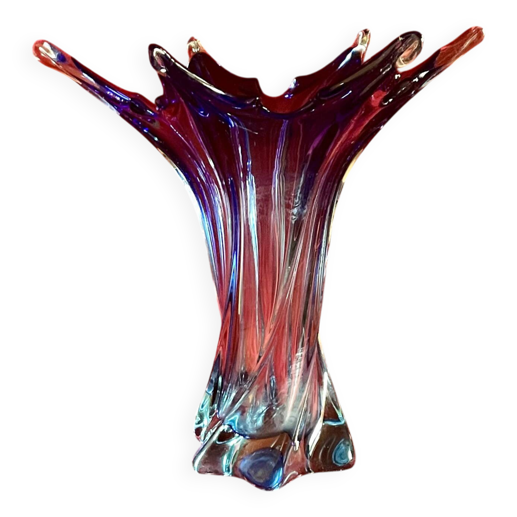 Large Murano vase, blown glass, cobalt blue