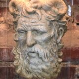 Neoclassical lamp face of the god Pan on Mount Altuglass and 50'S gold metal