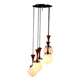 Suspension vintage en teck et métal, Italie, années 1960-1970