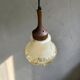 Teak wood and Mazzega style glass pendant lamp
