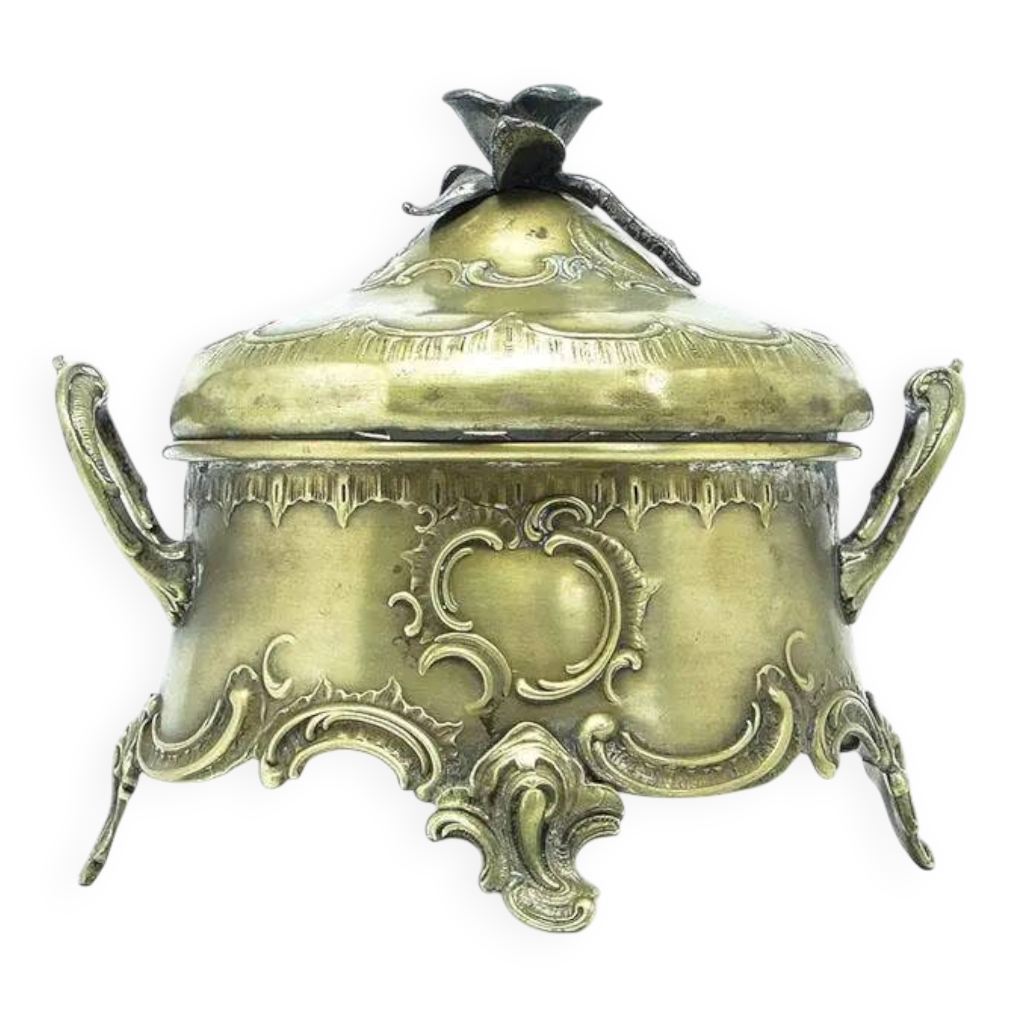 Rococo sugar bowl, silver-plated brass, Poland, early 20th century