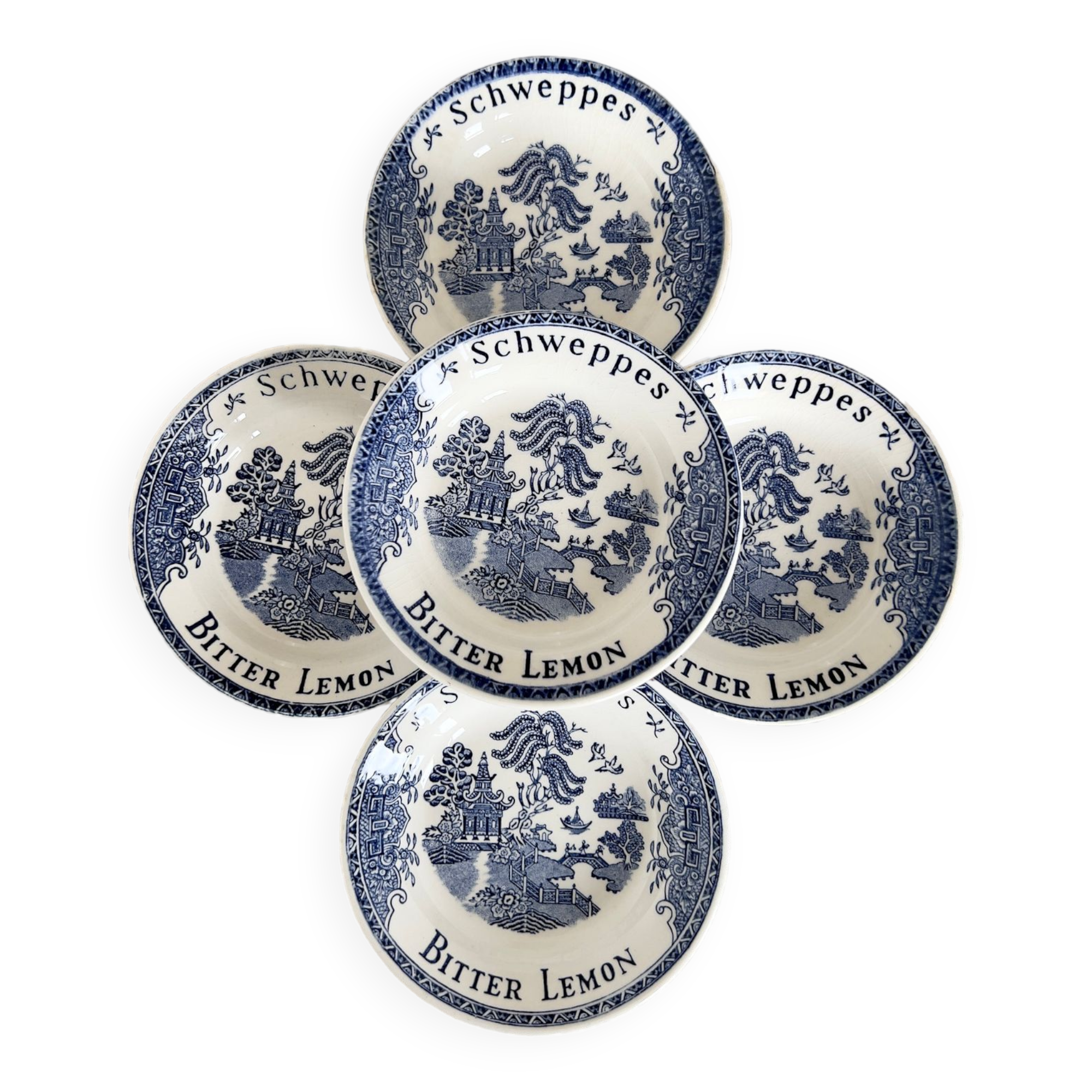 Set of 5 vintage schweppes porcelain cups 50s