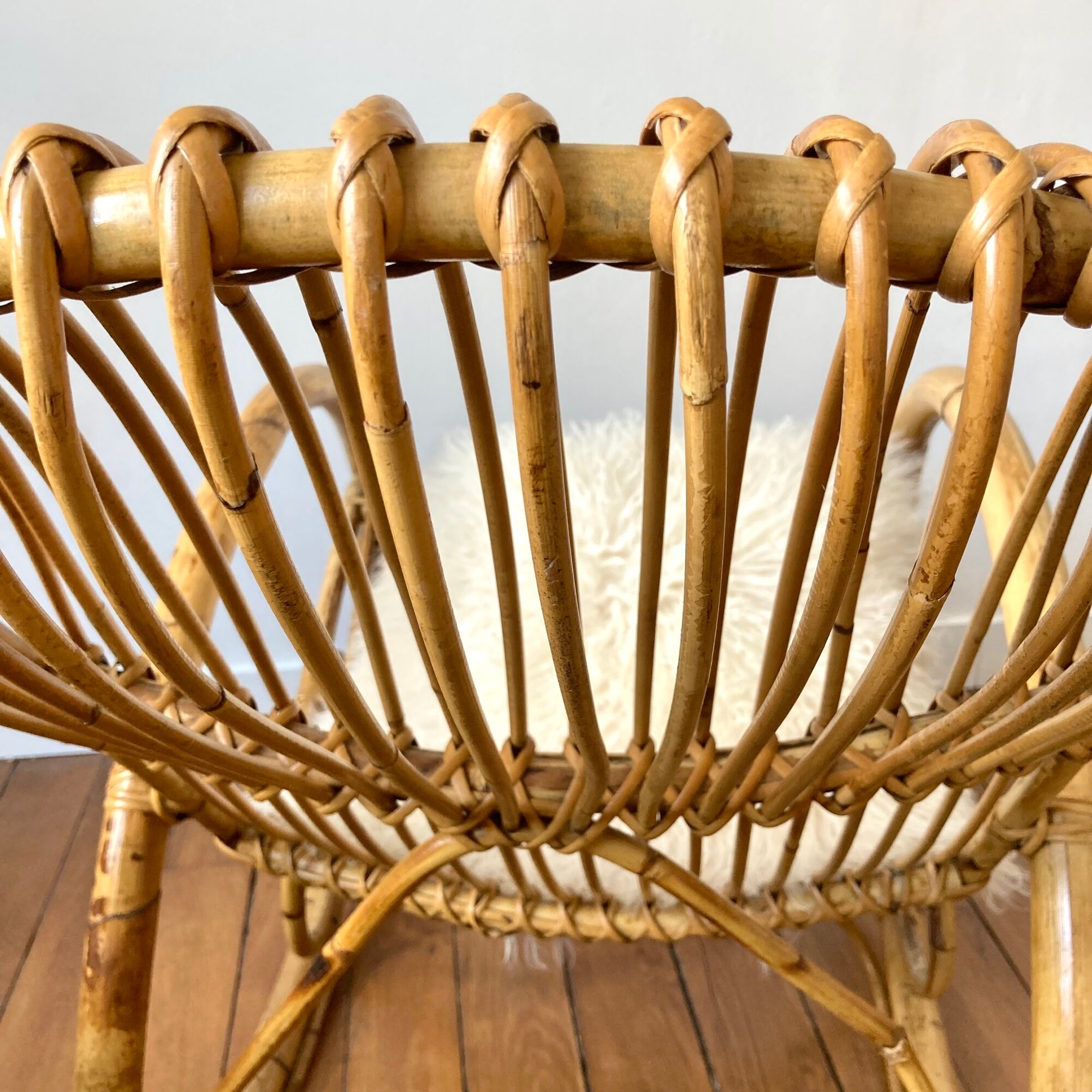 Rocking chair rattan Rohe Noordwolde 60s or rocking chair