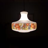 Retro flowerprinted pendant light, '70s